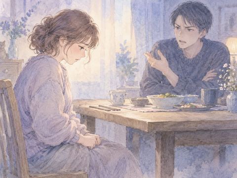 嫌味を言われても俯いて黙って耐える女性