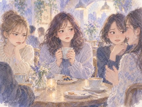 友達の輪の中で一人だけ嫌味を言われて戸惑う女性
