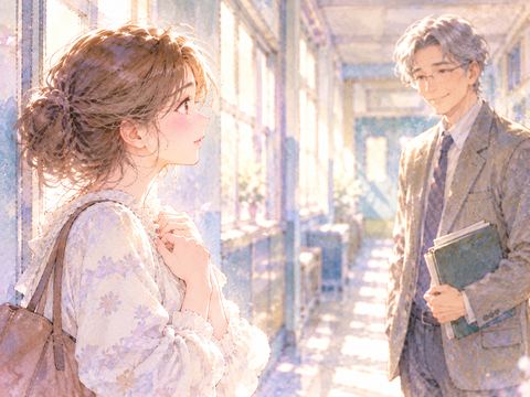 恩師を前に口を開けず戸惑う大人の女性