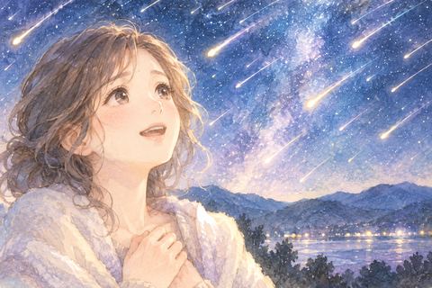 流星群を見て胸を打たれる大人の女性