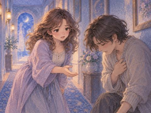 苦しそうに息をする人を心配して駆け寄る女性
