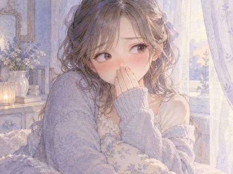 甘い声が漏れてしまい、頬を赤らめて口元を隠す女性