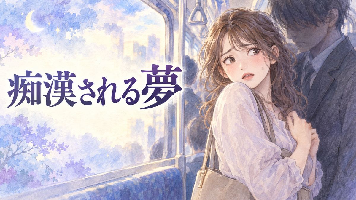 電車内で見知らぬ人物から距離を取り、不安そうに振り返る大人の女性