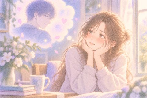 夢に出てきた相手を思い浮かべる成人女性
