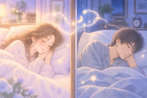 別々の寝室のベッドで眠る成人の男女