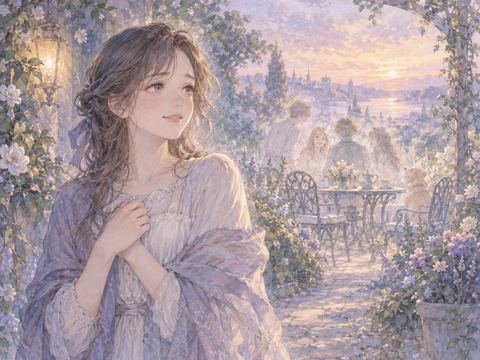 懐かしい友人たちの姿を見つめて目を潤ませる女性