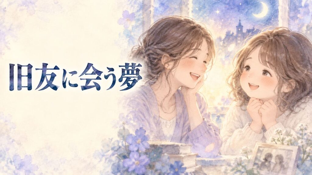 夢の中で懐かしい女友達と再会し、嬉しそうに微笑む大人の女性