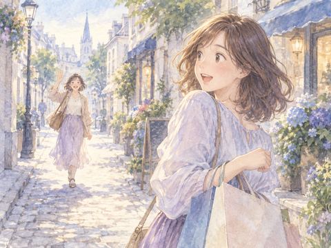 街角で旧友を見つけ、驚いて振り返る女性