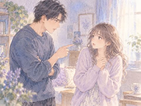 真剣な兄に叱られ戸惑うアザミ