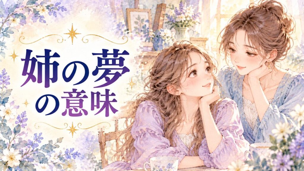 夢の光の中で微笑む姉を見つめる大人の女性と姉の夢のタイトル