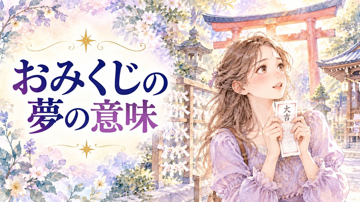 神社で大吉のおみくじを手に持ち、期待に満ちた表情で見つめる女性
