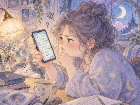 文字が乱れたLINEを見て困惑する女性