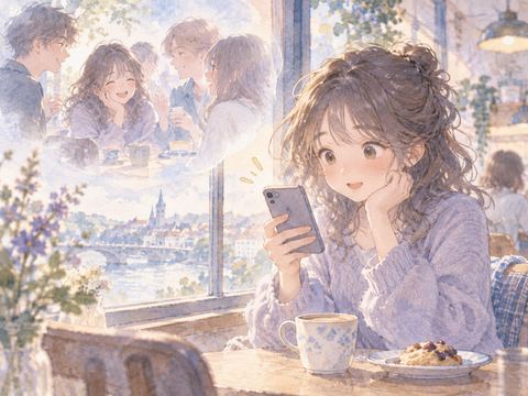 異性の友達から届いたLINEに少し驚く女性