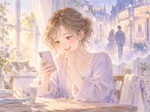 異性からデートの誘いが届き楽しそうに微笑む女性