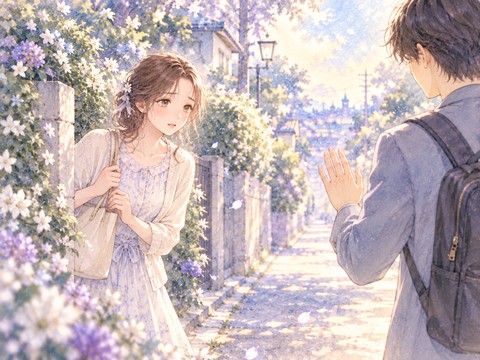 道端の茂みで通行人に注意され戸惑う女性