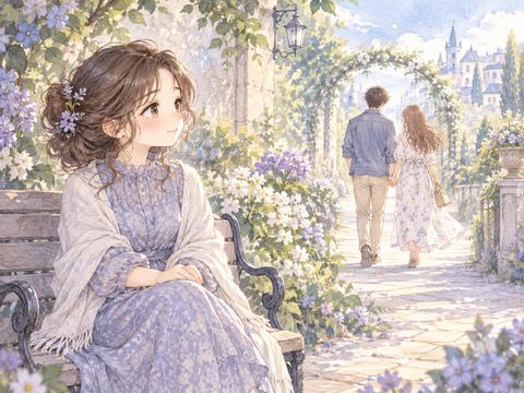 恋人が別の女性と歩く姿を落ち着いて見送るアザミ