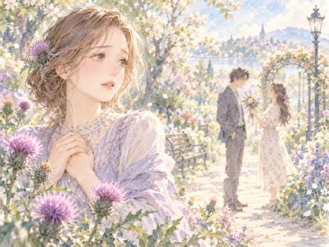 好きな男性が別の女性から告白される場面を切なく見つめるアザミ
