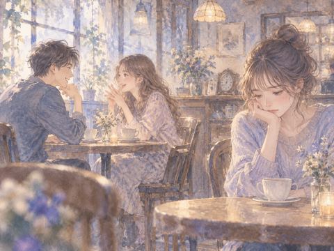 恋人が元カノと親しげに話し自分だけ会話に入れず寂しがるアザミ