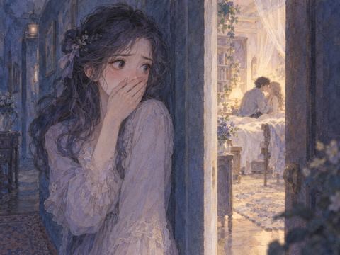 恋人が別の女性とキスする場面を目撃して立ち尽くすアザミ