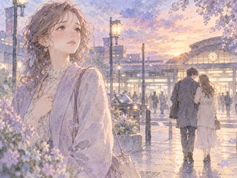 別の女性を選んだ恋人に涙を浮かべて別れを告げるアザミ
