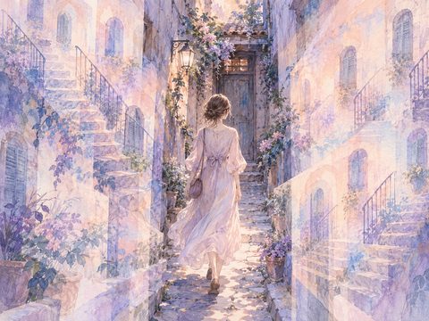 何度も夢に現れる古い家の扉へ向かう人物