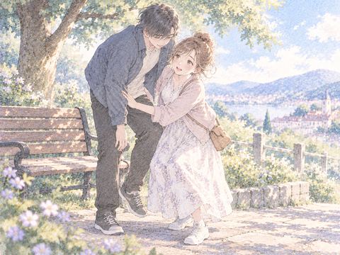 おんぶを頼む成人に申し訳なさそうに断る女性