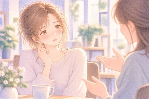 褒められても戸惑った表情の大人の女性