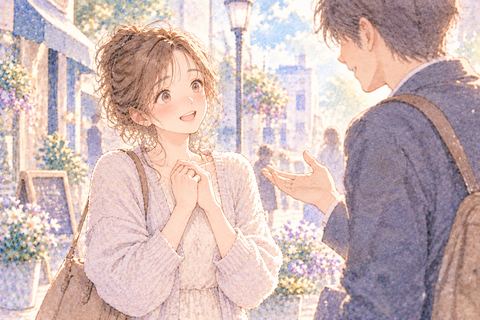 知らない人に褒められて驚く大人の女性