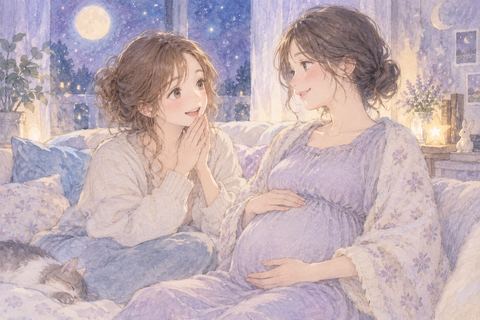 妊婦と穏やかに話している女性