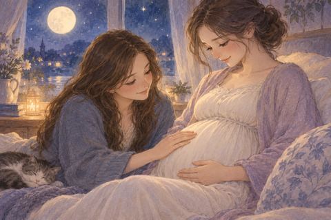 困っている妊婦に手を差し伸べる女性