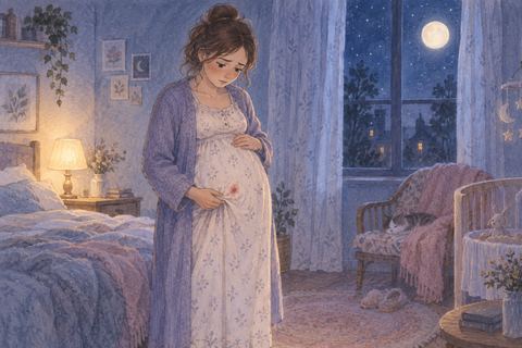 体調の異変に気づき不安そうにする妊婦