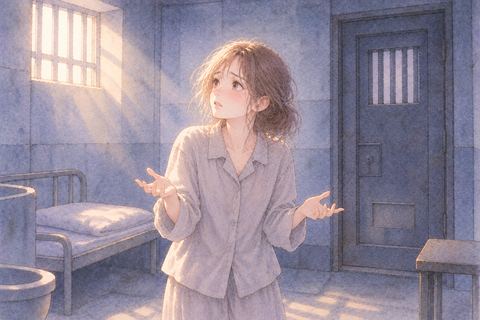 理由も分からず独房で戸惑う女性