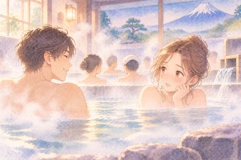 混浴の銭湯で男性を意識する大人の女性