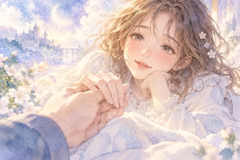 夢の中で相手の手にそっと触れる女性