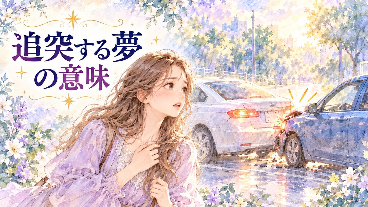 追突しそうな二台の車を見つめて驚く大人の女性