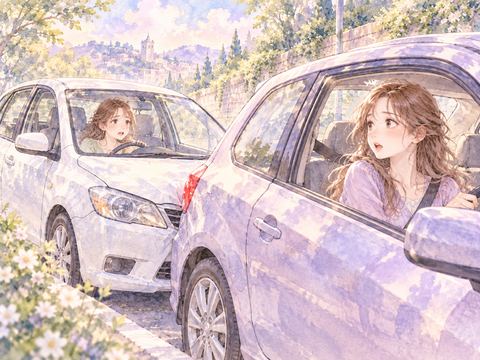 知り合いが運転する車に後ろから追突された女性