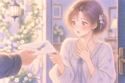 思いがけない手紙を受け取り驚く女性