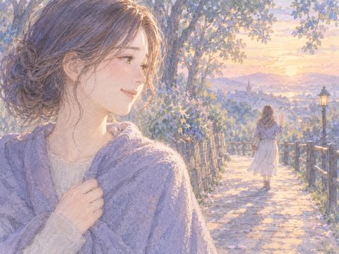 仲直りした友人を見送り寂しそうに涙ぐむ女性
