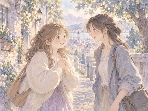 久しぶりに会った友達と懐かしそうに笑う女性
