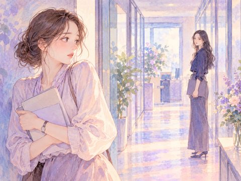 苦手な相手と廊下で向き合い緊張する人物の夢