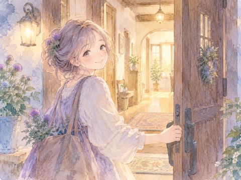 見知らぬ家の玄関を慣れた手つきで開ける女性