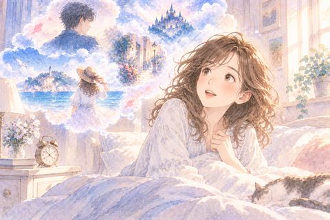 夢の物語を思い出しながら目覚める大人の女性