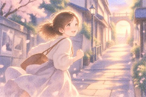未来を変えるため過去の道を走る女性