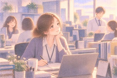 昔の職場で再び働いている女性