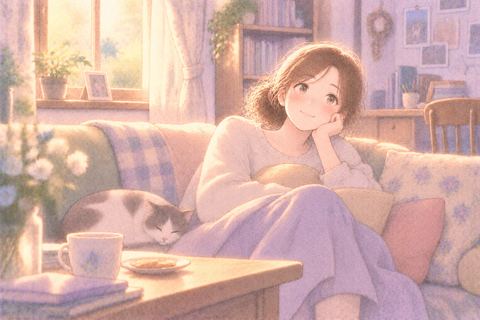 懐かしい部屋に戻り安心する女性