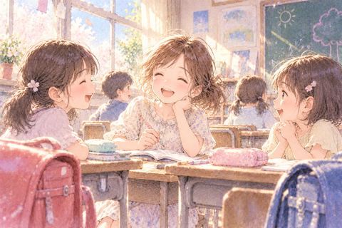 小学生に戻り教室で友達と笑う女性の夢