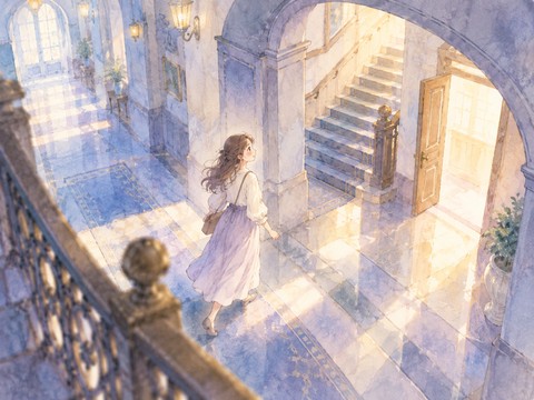 見知らぬ建物の廊下を迷わず進む女性