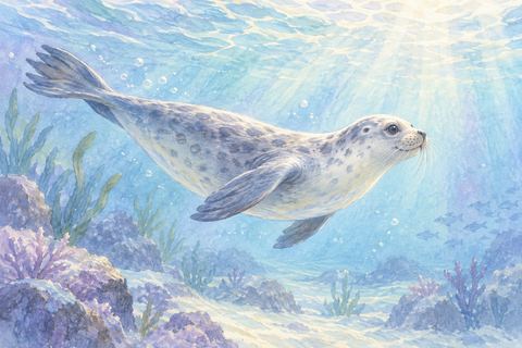 水中を気持ちよさそうに泳ぐアザラシ