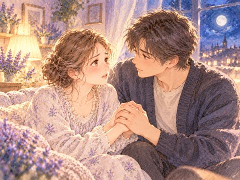 恋人に悩みを打ち明けて手を握ってもらう女性