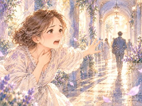 人が見える廊下で口を開いても声が出ず困惑する女性